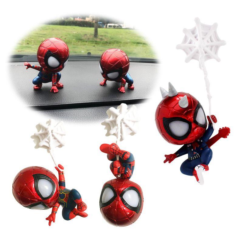 Version Q 5pcs Spiderman Toy Figure Shaking Head Car Gift Decoration