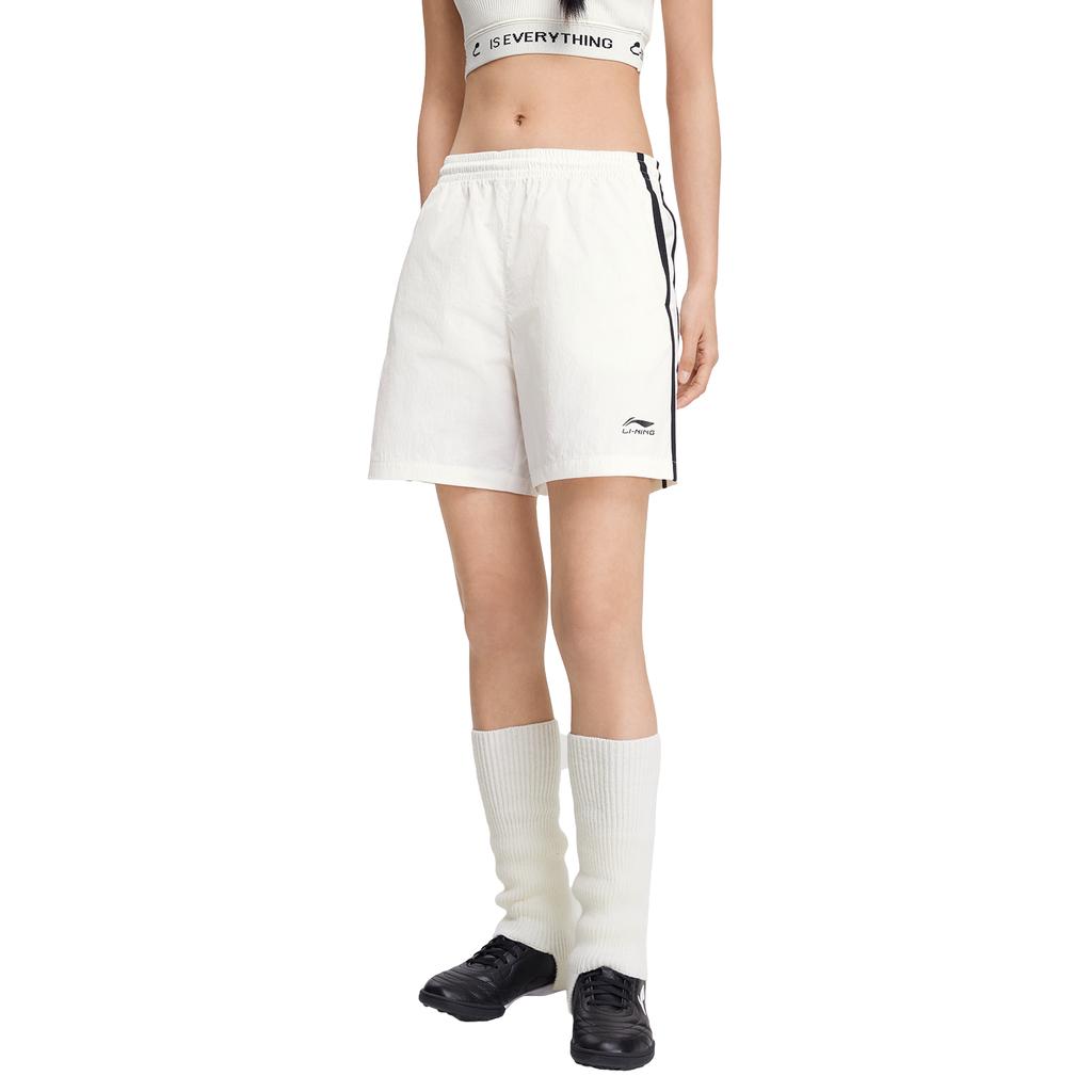 Li Ning Sports Lifestyle Series Casual Comfortable Versatile Sports Shorts Women shorts Off-White AKSV600-2