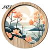 Nature Art Prints for Home Wall Nordic Wooden Sign, Round Botanical Landscape Hanging Decor Living Unique Housewarming Gifts Friends Room Bedroom,