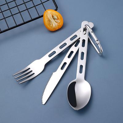 Stainless Steel  Camping Outdoor Lightweight Hollowed-out  Steak Knife Fork Spoon  Dinner Tools Portable  Western Tableware Set