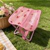 Roze Kersentuin Patroon Campingstoel Buiten Draagbaar Opvouwbaar Krukje met Schouderband Mesh Zak Lichtgewicht Vissen Picknick Stoel