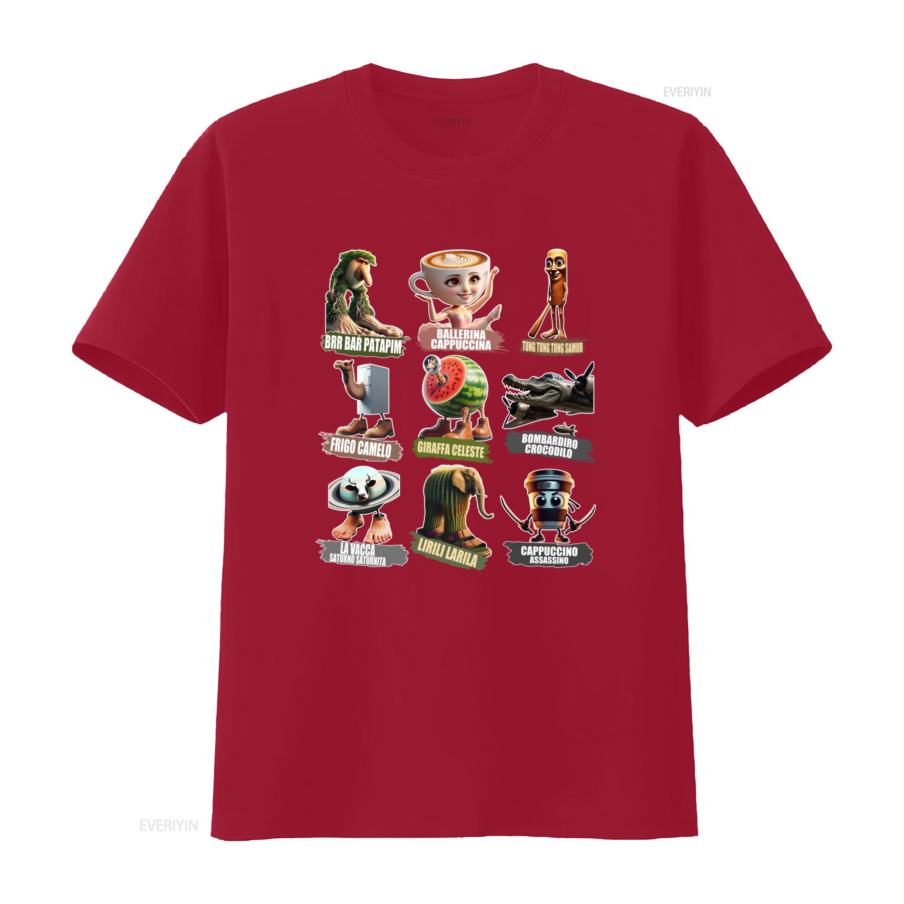 Italian Viral Bootleg Retro Clipart Bombardino Crocodilo Tung Sahur Chimpanzini Bananini Brainrot Meme T Shirt vintage Washed S