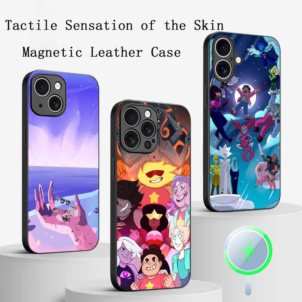 Steven classic cartoon cute universe design Phone Case For iPhone 16 15 14 13 12 11 Plus Pro Max Luxury Magsafe Sheepskin