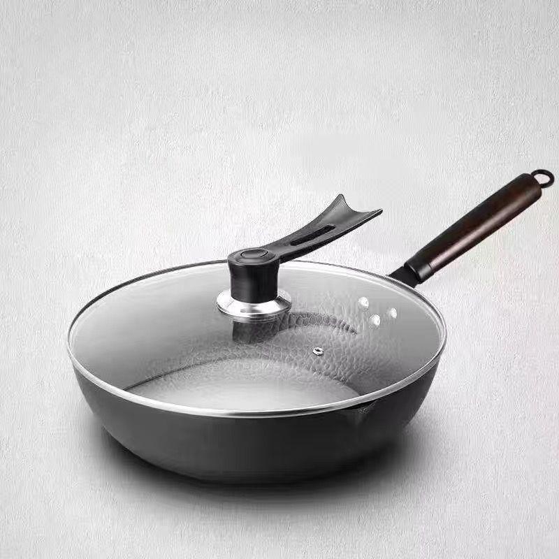 

Сковорода с антипригарным покрытием, старинная кованая железная сковорода, сковорода для жарки без покрытия, газовая плита, индукционная плита, универсальная бытовая кастрюля, сковорода с плоским дном 30cm