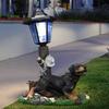 Realistic Resin Dog Garden Decoration with Solar Lighting Hand Painted Dog Figurine for Porch and Balcony Yard Ornament