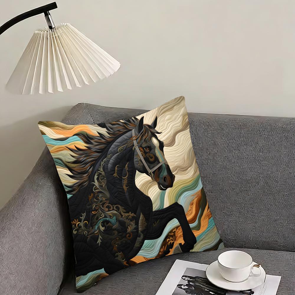Printing Stylish Horse Fashion Cushion Cover Pillowcase Ultra Soft Skin Friendly Fabric Cloud Like Comfort  Concealed Zipper