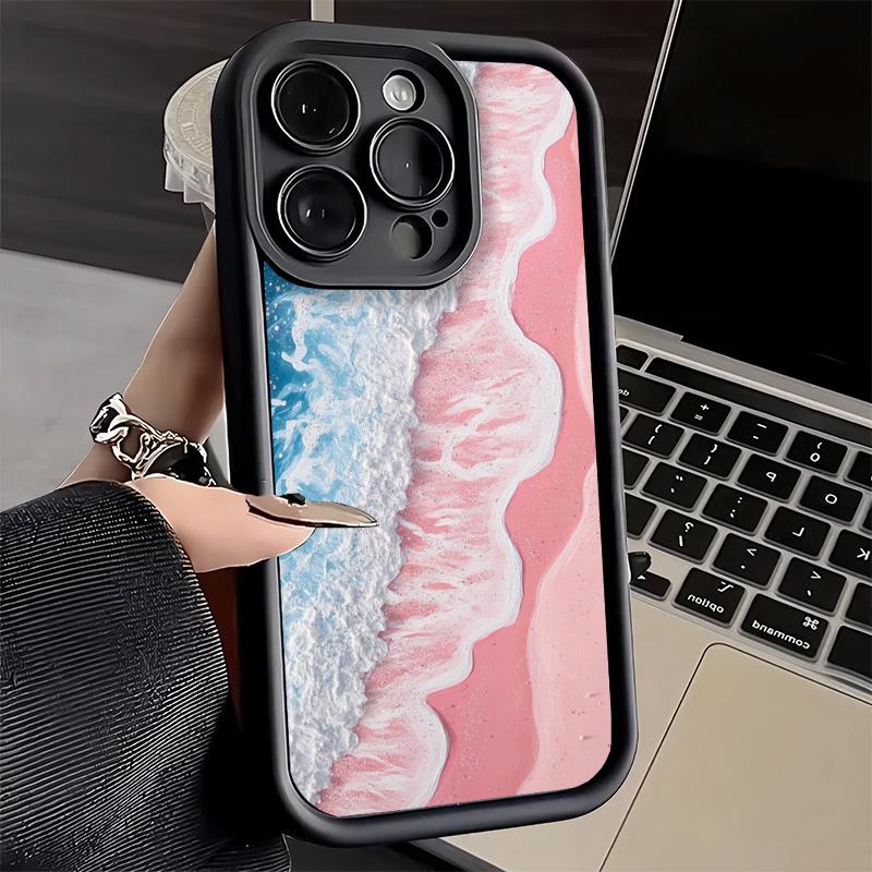 Pink Sunset Beach Dreamy Scenery Phone Case for iPhone 16 17 Air 16E 15 Pro Max 14 Plus 13 12 Mini Capa Soft Shell Silicone Fund