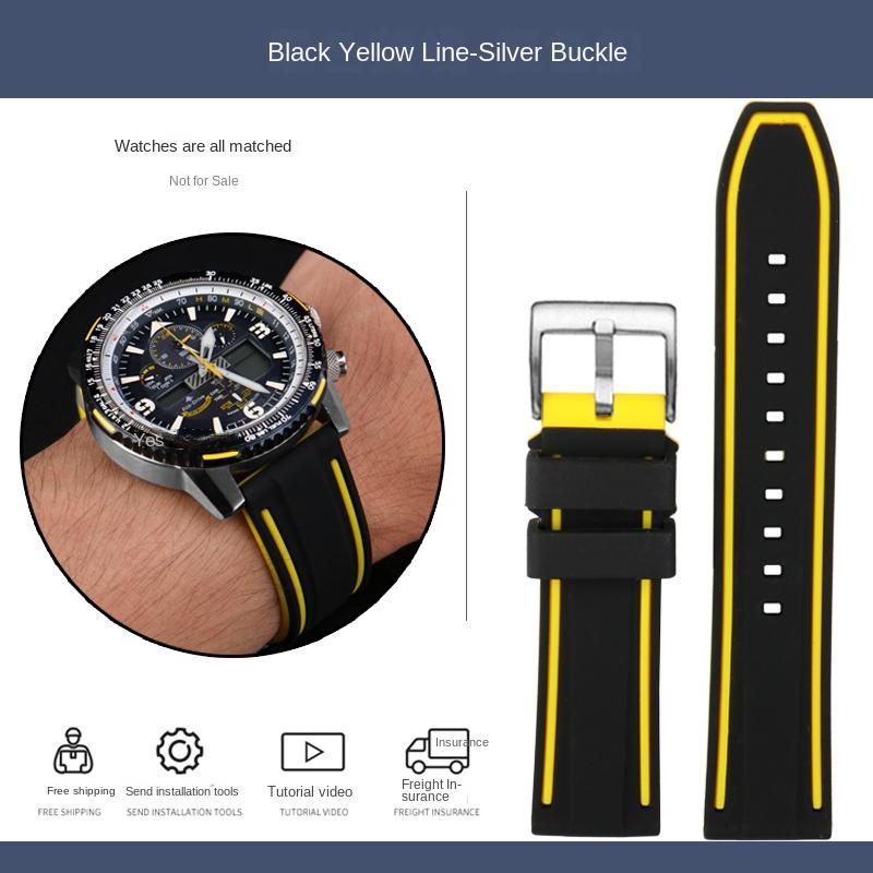

For Citizen Blue Angel watch strap second generation AT8020 JY8078 carbon fiber nylon Fluoro rubber watchband Silicone bracelet 22mm