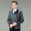 Brand Versatile Men's Stand Collar Leather Jacket, 2025 Spring/Autumn Collection - Cool Motorcycle Style for Mid-Aged and Young Men