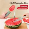 Three-in-One Stainless Steel Watermelon Slicer Set: Multi-functional Melon Cutter, Fruit Divider, and Clip.