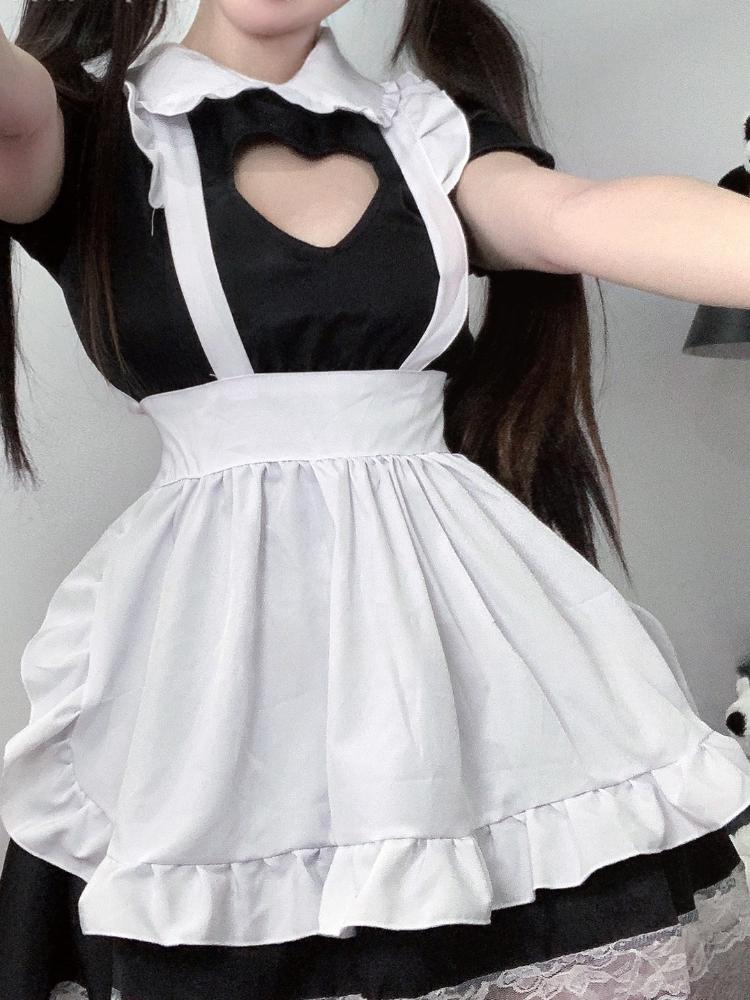 Sexy French Maid Cosplay Costumes Erotic Lingerie Set Ruffled Dress Headband G-String Lolita Outfit Halloween Christmas Uniform