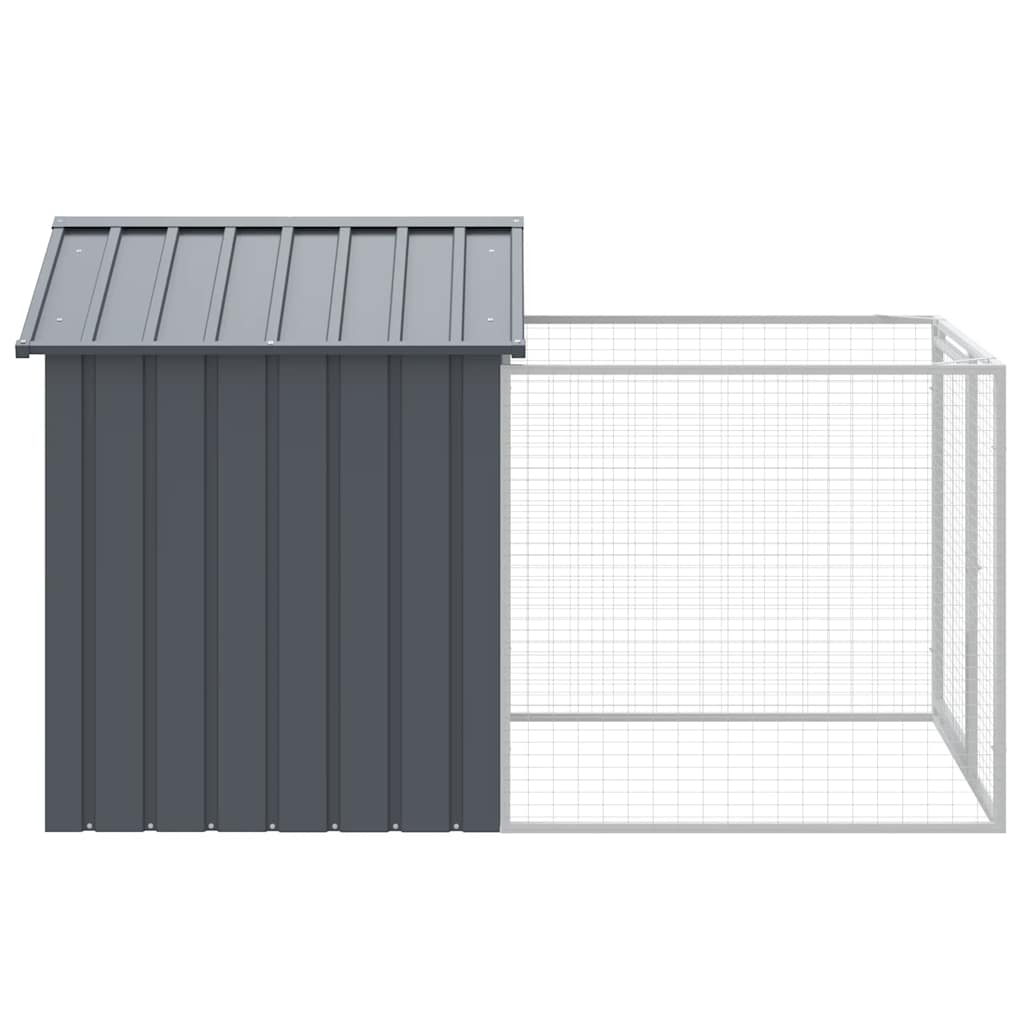 Vidaxl Dog Kennel, With Run, Anthracite, 117X201X123 Cm, Steel
