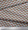 Soimoi Blue Japan Crepe Satin Fabric Mushroom Vegetable Fabric Prints By metre 42 Inch