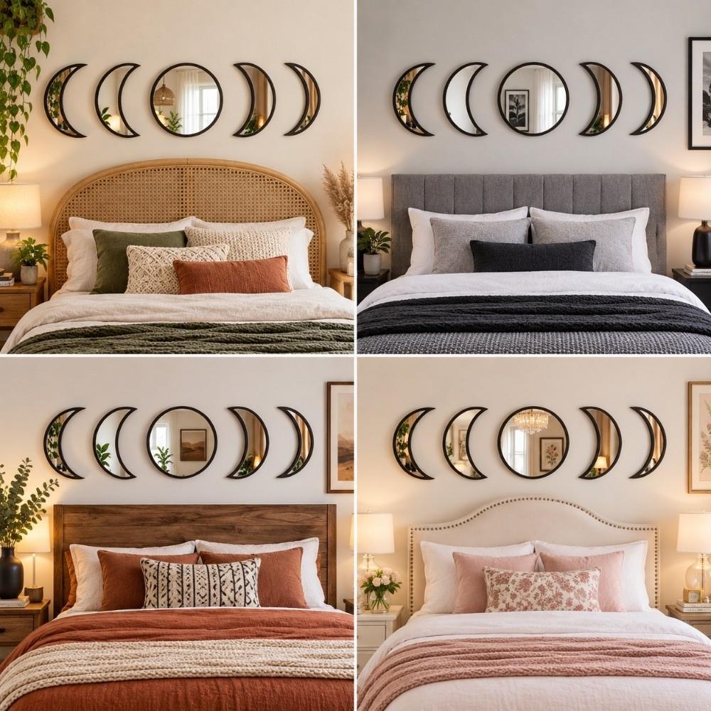 5 Pieces Set Wall Decorative Mirror Scandinavian Style Acrylic Wall Decor Living Room