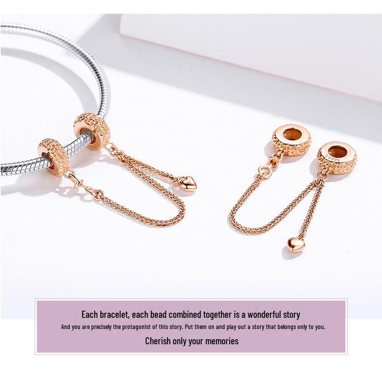S925 Silver Ziyun Beaded Bracelet with Silicone Accessories and Tire Safety Chain