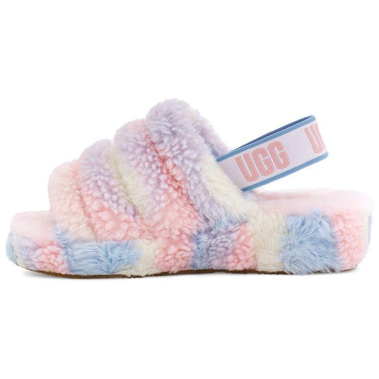 UGG Fluff Yeah Slide Cali Collage Fashion Comfortable Slide Sandals Women Sandals Rainbow 1120070-PSTR