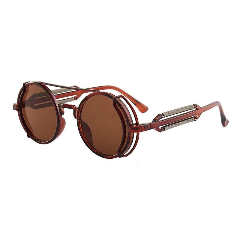 Classic Gothic Steampunk Sunglasses Luxury Brand Designer Men and Women Retro Round Pc Frame Sunglasses