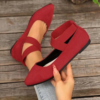 2025Damen Schuhe Ballerinas Schuhe Sandalen Riemen Rutschfest Knöchel Elastischer Gürtel Niedlich Ballerina Damen Elegant Flache Absatzschuhe