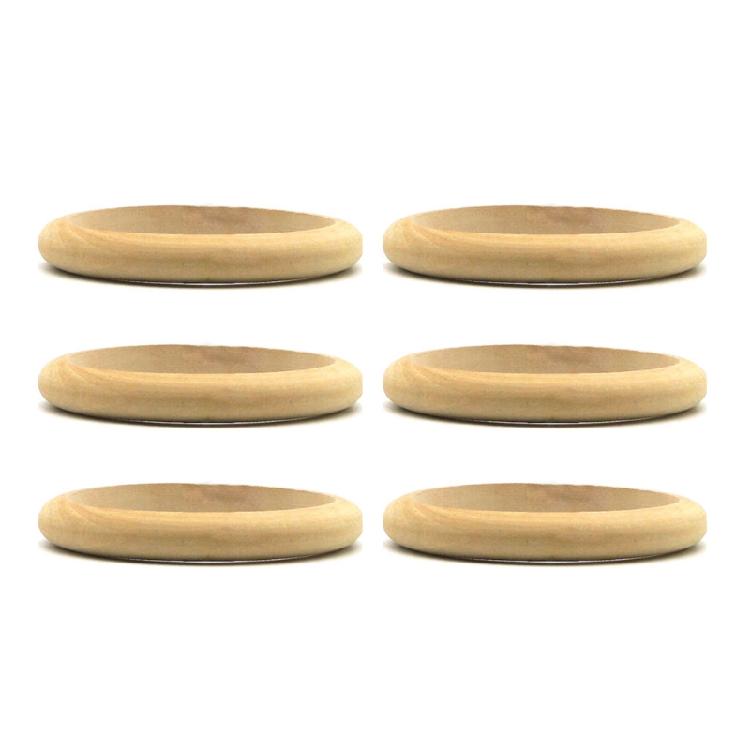 6 шт. Неокрашенные деревянные браслеты-кольца, натуральные круглые деревянные кольца