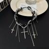 Multi-Layer Pearl Necklace Spice Girl Cross Pendant Necklace New Women's Choker