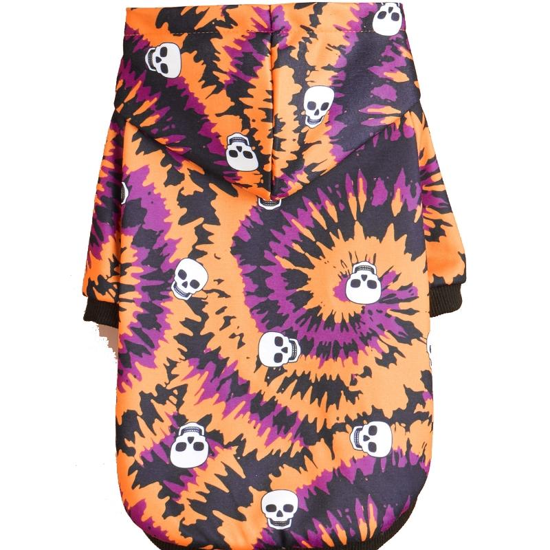 

Halloween Pet Hoodie with Orange & Purple Swirl Print, Skull Motifs, Hooded Sweatshirt for Small Dogs/Cats, Edgy Festive Outfit XS（old） разноцветный