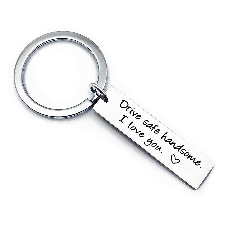 Drive Safe Stainless Steel Keychain Romantic Safety Reminder Stylish Car Key Pendant Practical Gift for Him