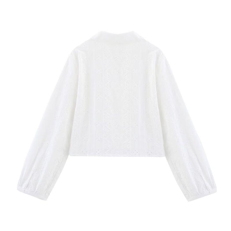 Jnleaog Autumn New Women's Clothing Fashion Style Stylish Fashion Hollowed-out Embroider Shirt