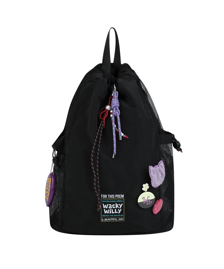 Wacky Willy Leo String Draw Backpack Black