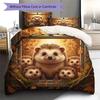Autumn leaves animals Pattern Bedding Quilt Set Quilt Cover Pillowcase Home Decoration Birthday Gift (1 * duvet cover + 2 * pillowcase, without core)