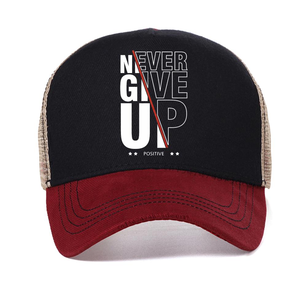 

Никогда не сдавайся принт letter модная летняя дышащая кепка-snapback унисекс сетчатая шляпа от солнца регулируемая крутая кепка-тракер Adjustable красный