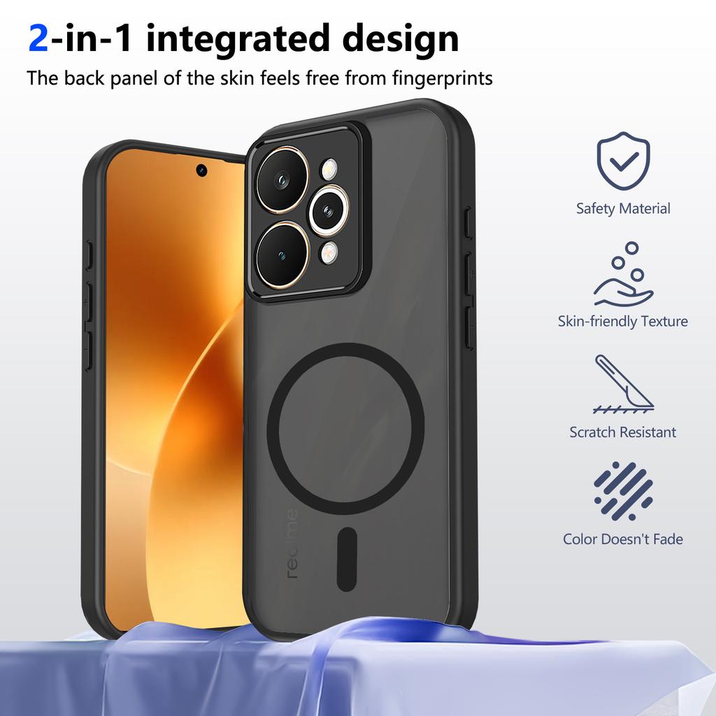 Phone Case for Realme 15 Pro 15T 15X Magnetic Wireless Charging TPU Frame Plastic Matte Back Cover
