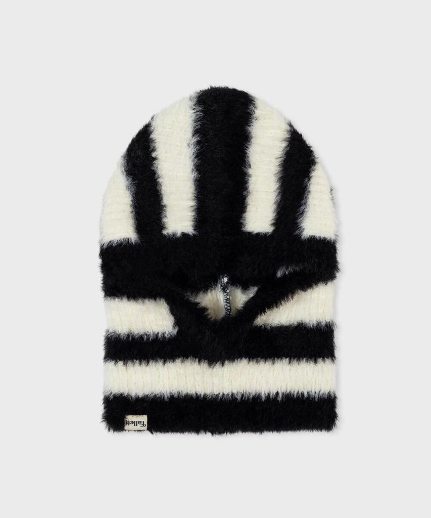FALLETT Hairy Knit Striped Balaclava Black