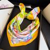 Design Fashion Square Silk Scarf Women Hairband Printed Small Satin Shawls Foulard Neckerchief Female Headbands Bandana