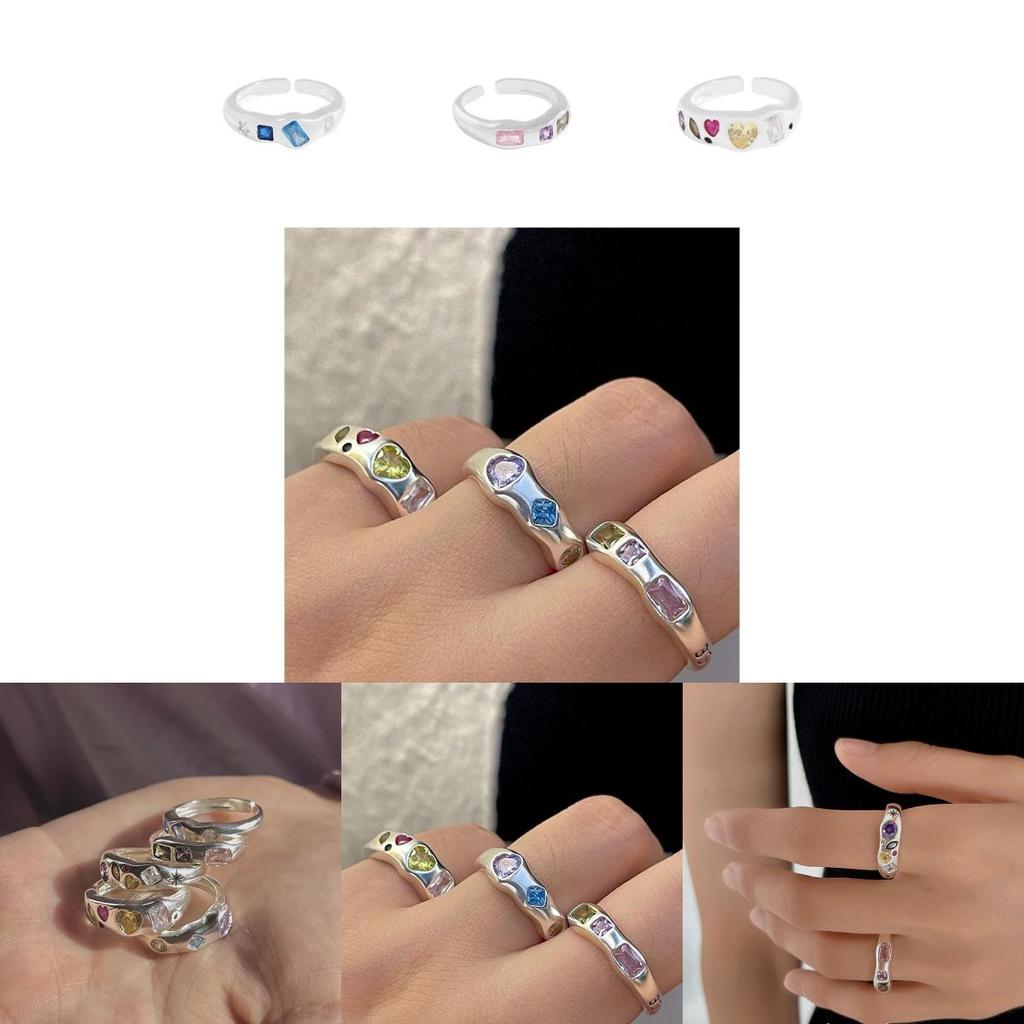 Stylish Adjustable Open Ring For Women Featuring Colorful Zircon Stone Elegant Design For Fashion Lovers