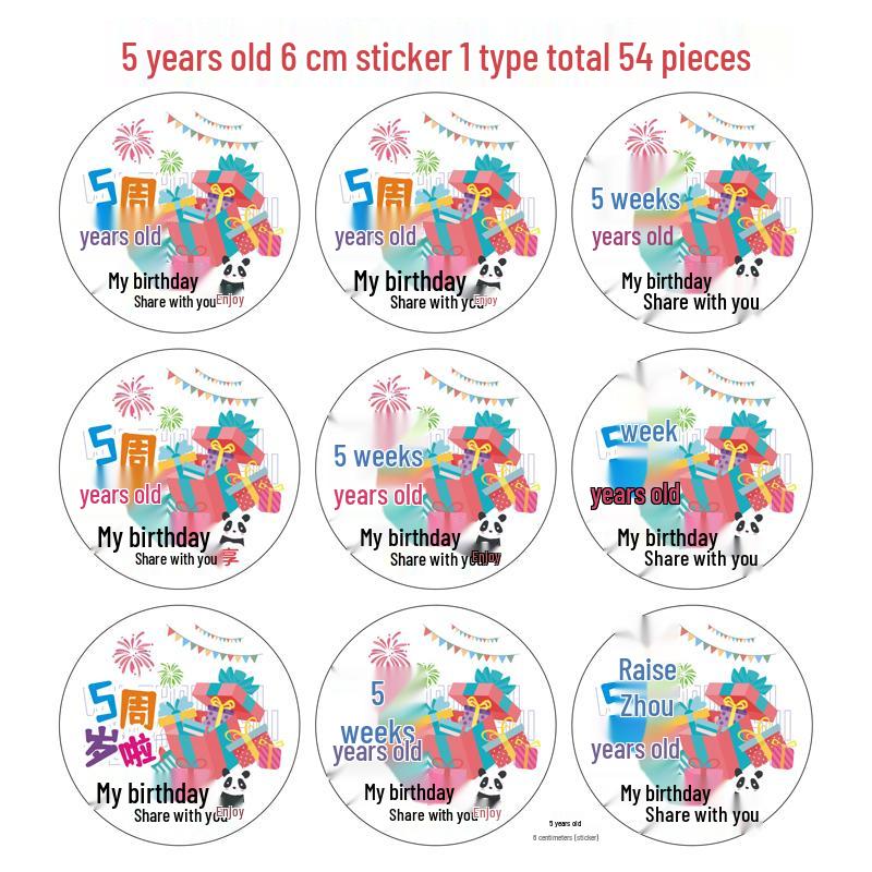 Baby's Double Full Month Happy Sticker for Birthday Party Favors, Gift Bags, and Kindergarten Teachers