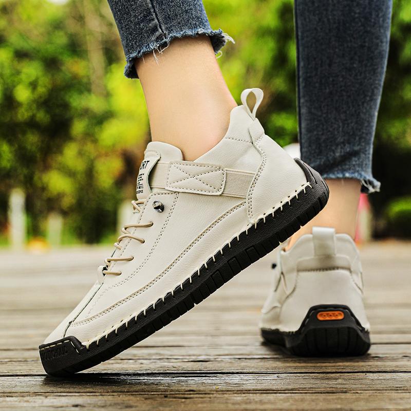 New Women Casual Shoes Handmade Leather Women's Shoes Fashion Comfortable Flats Shoes Slip On Sneakers Loafers Plus Size 36-44