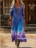 2026 Spring Retro V-neck Long-sleeved Plus Size Dress