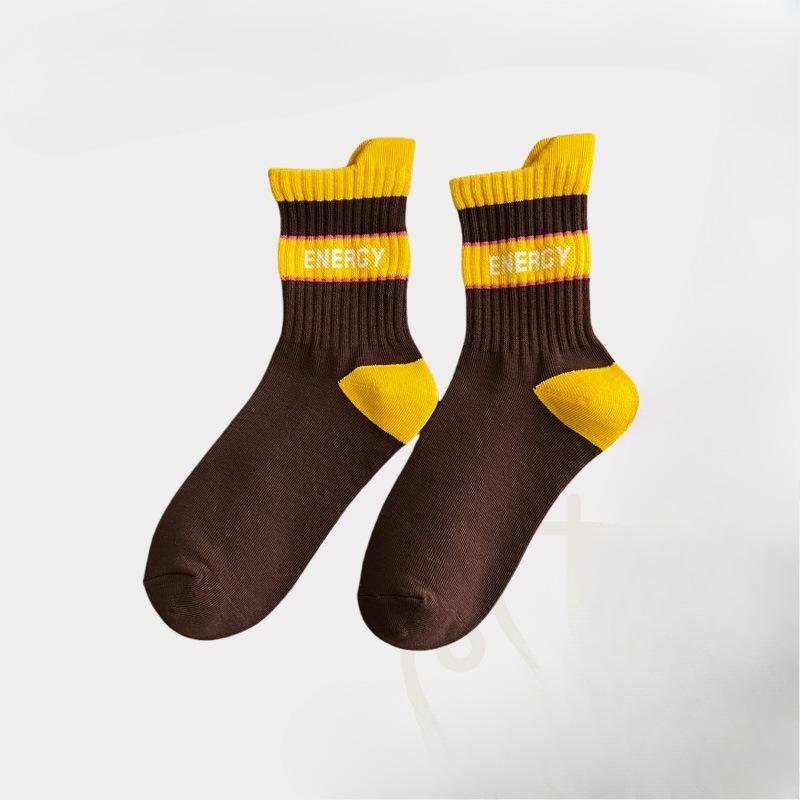 

Спортивные и повседневные носки, Женские модные весенне-осенние носки до середины икры, Мужские и женские длинные носки, Модные и персонализированные хлопковые носки 1 pair кофейный