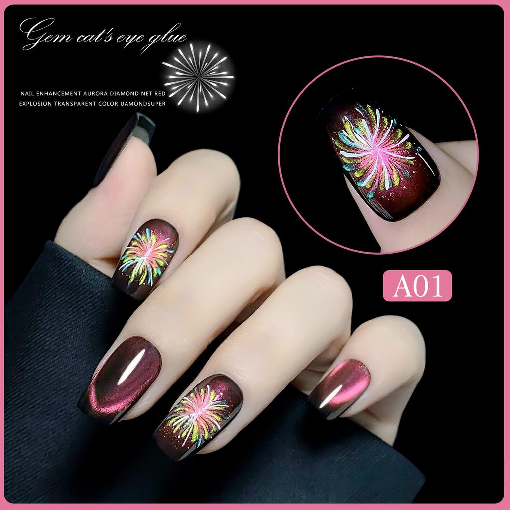 Nail Art Fireworks Double Light Cat Eye Nail Polish Glue Flash Nail Art Shop Special Cat Eye Glue Material Package