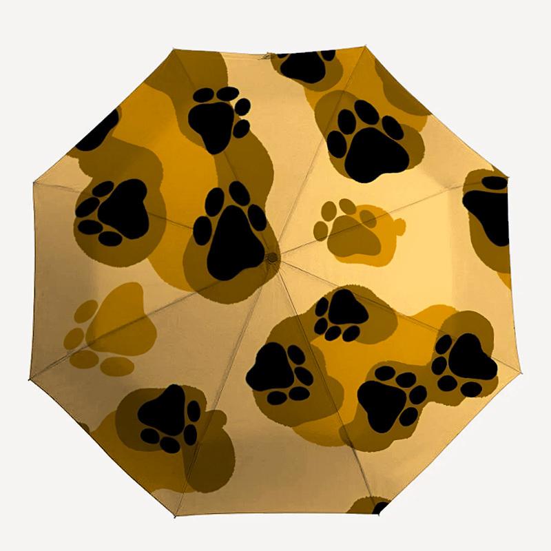 1pc Paw Prints Automatic Opening/Closing Umbrella with Operation & Windproof Canopy - Folding Design, Holiday Gift yy260225131