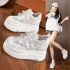 Platform white shoes women's 2025 summer new hollow breathable mesh sandals fashionable versatile inner height increase women's shoes