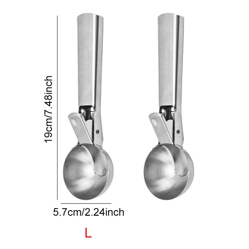 2PCS Stainless Steel Ice Cream Spoon Multi-purpose Ball Digger Scoop Suitable for Gelato Sorbet Frozen Yogurt Kitchen Gadget ZYF
