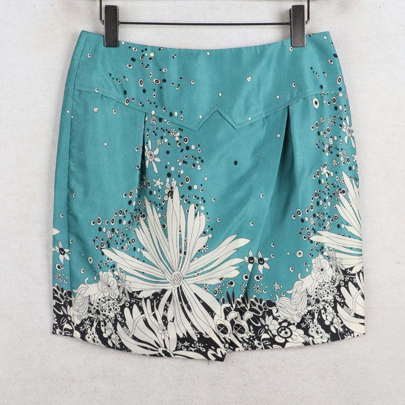 

Sunshine House Guchun Summer New Arrival Domestic Counter Tail Single Women s Clothing Print Short Sleeve Skirt Slim Looking Light green Waist 76