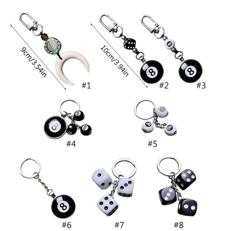 Smiling Face Dice 8 Ball Charm Keyring Backpack Decoration Handmade Pendant Keyring Fashion Bag Charm Fashion Keychain