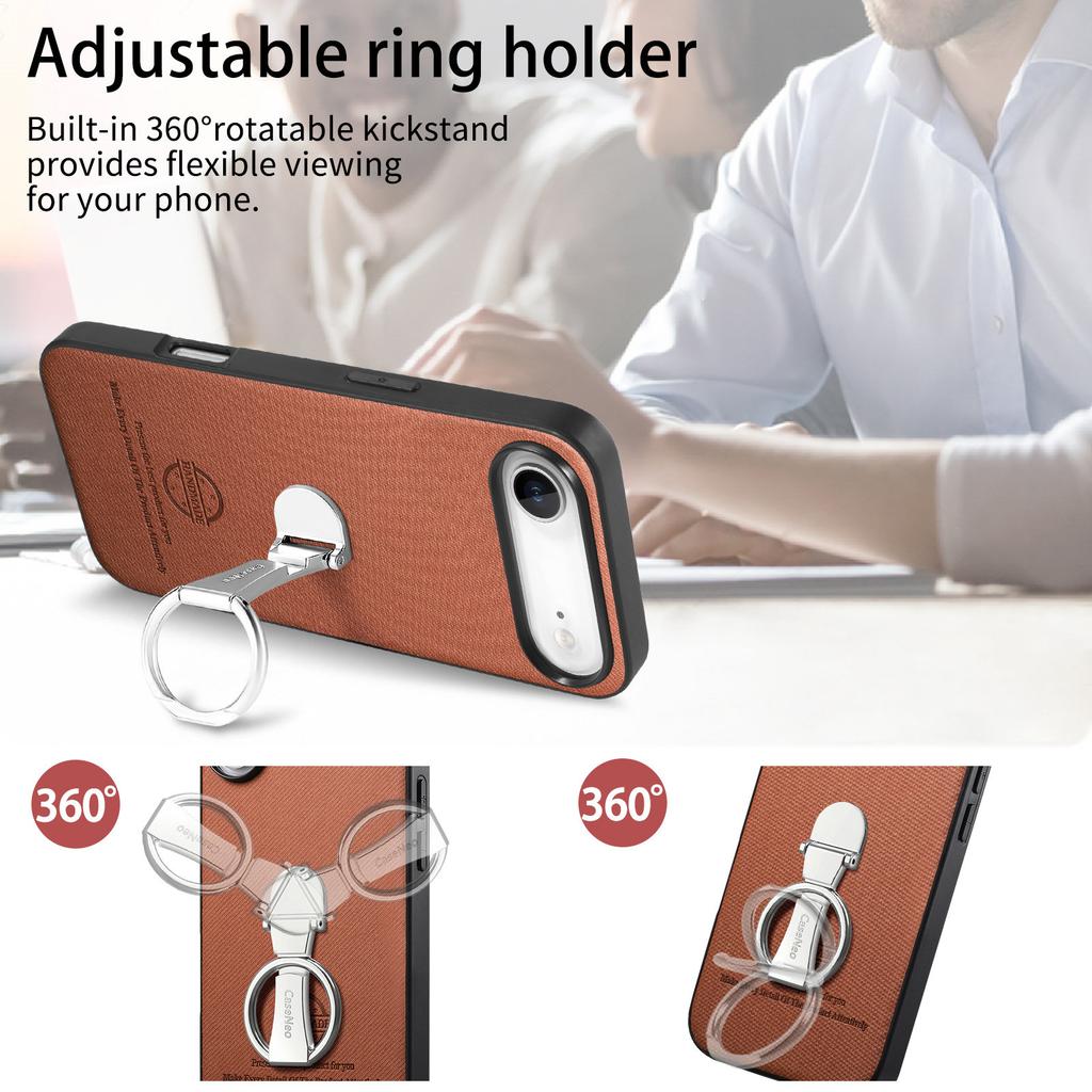 CASENEO BW-12 For iPhone 17 Air Case Folding Kickstand Twill Texture Leather Back Cover