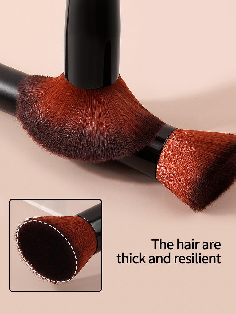 2Pcs portable multi-functional makeup brush, angled contour brush + round head blush brush, a special makeup tool for beginners