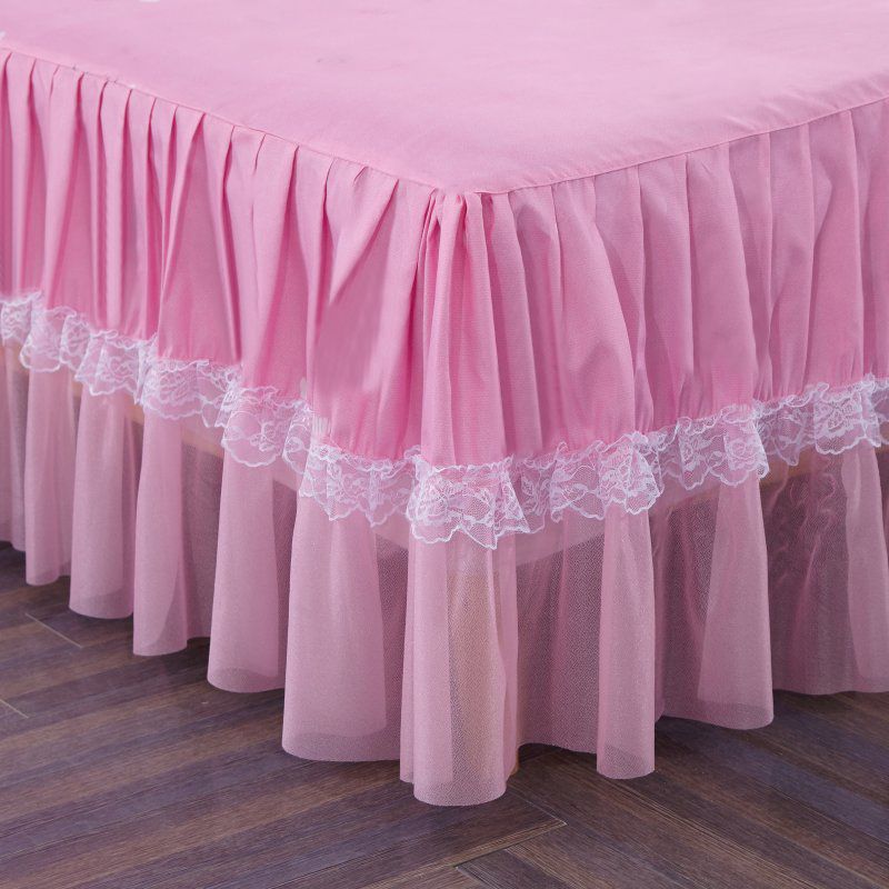3pcs Summer Lace Solid Color Bed Skirt Transparent Gauze Skirt Hem Cotton Bed Cover Environmentally Friendly Comfortable Bedding