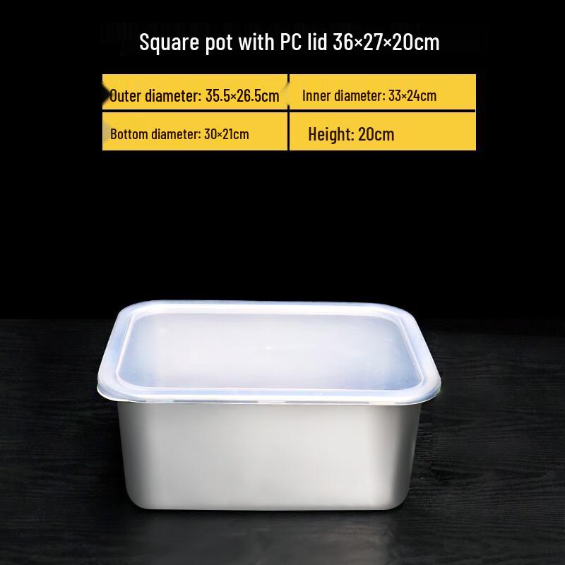 304 Stainless Steel Rectangular Food Tray with PP Lid