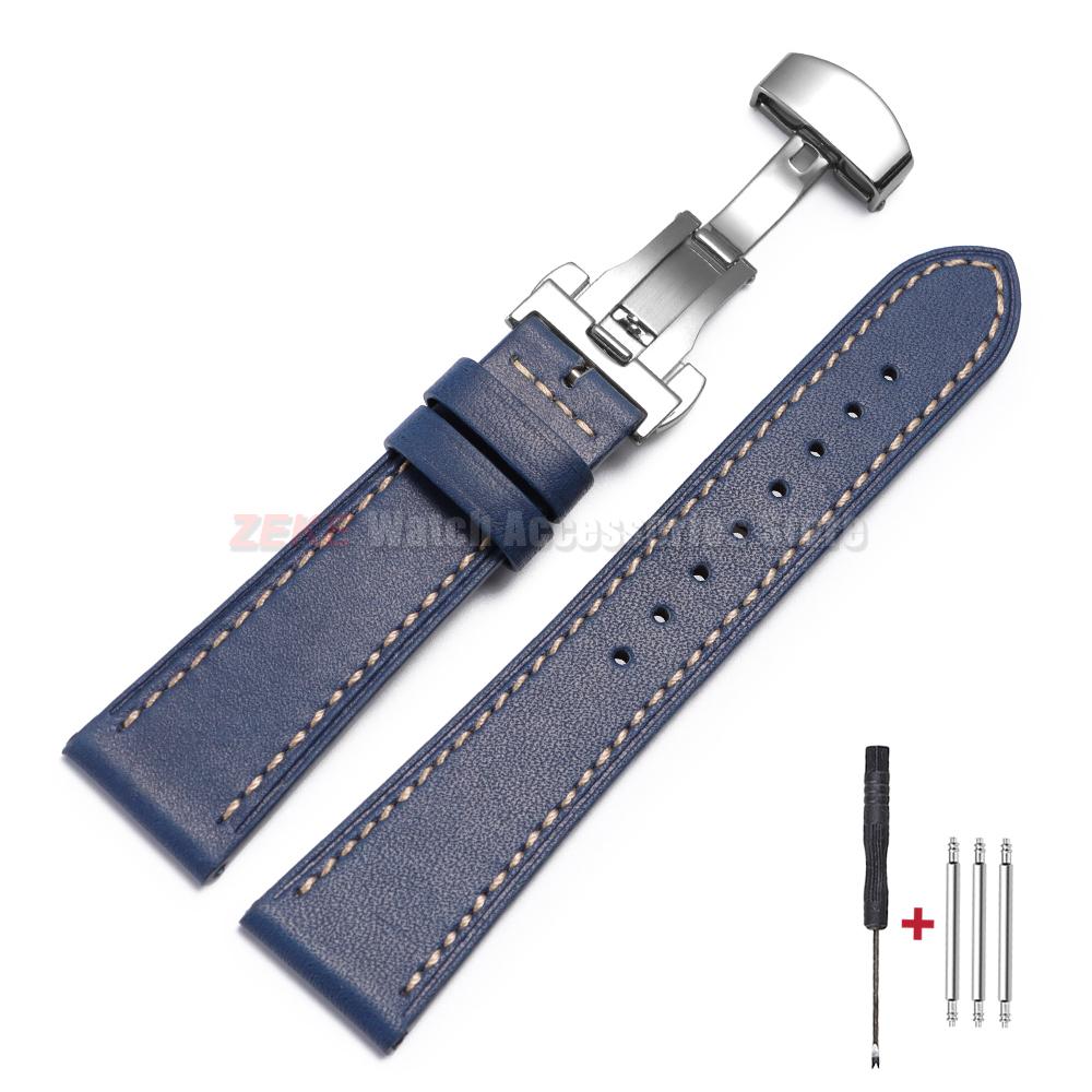 18mm 20mm 22mm Cowhide Watch Strap for Rolex for Seiko Quick Release Wrist Band Butterfly Buckle Leather Bracelet Accessories