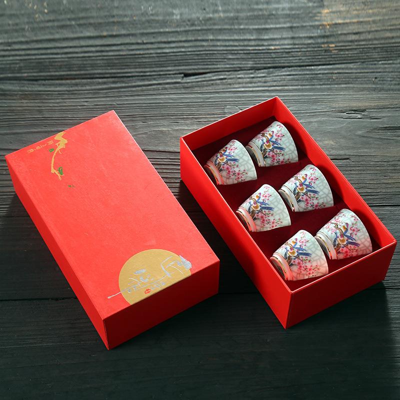 Enamel Color Tea Cup Ceramic Master Cup Single Cup Kung Fu Teacup Small Set Tea Set Ceremonial Cup Bubble TeaCup Retro Style Cup